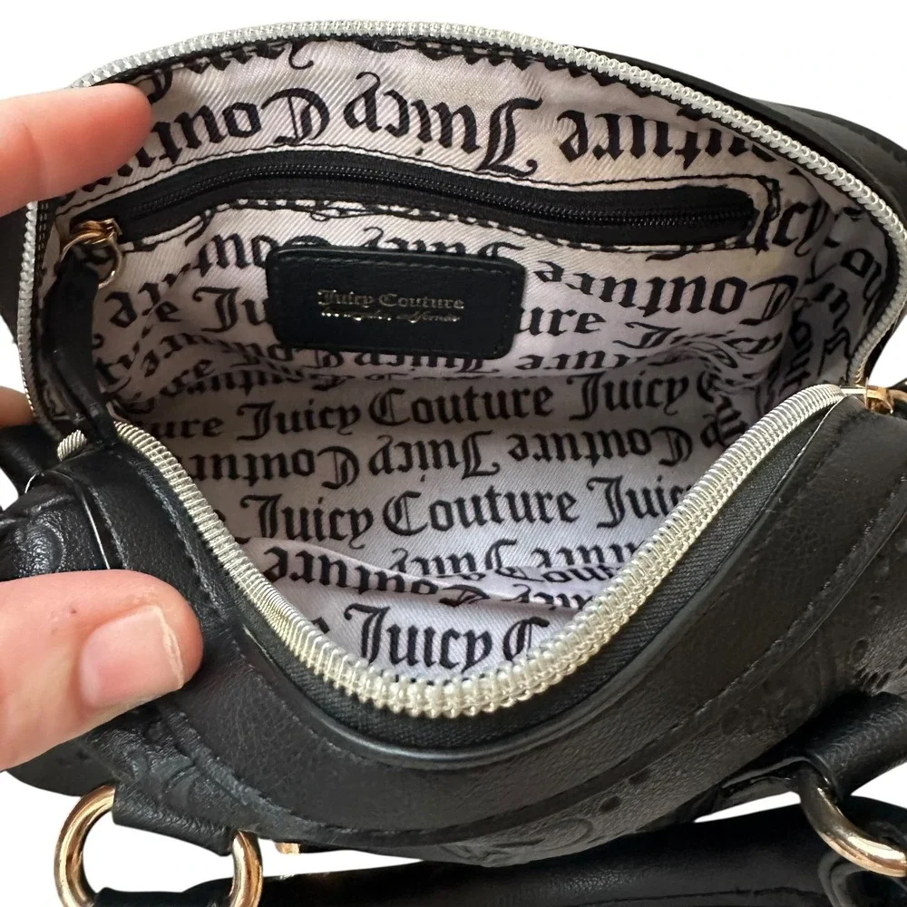 Juicy Couture Satchel Women OS Black Rhinestone Logo Monogram Y2K Crossbody Bag
